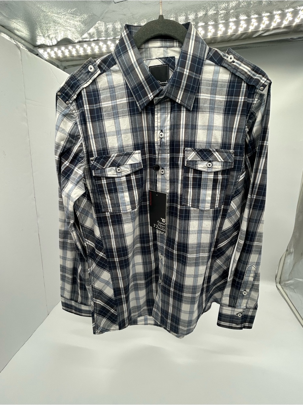 7 Diamonds Plaid Button Down Shirt so Asmall